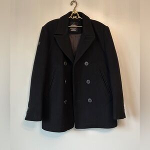Men’s Superdry wool-blend pea coat in good used condition